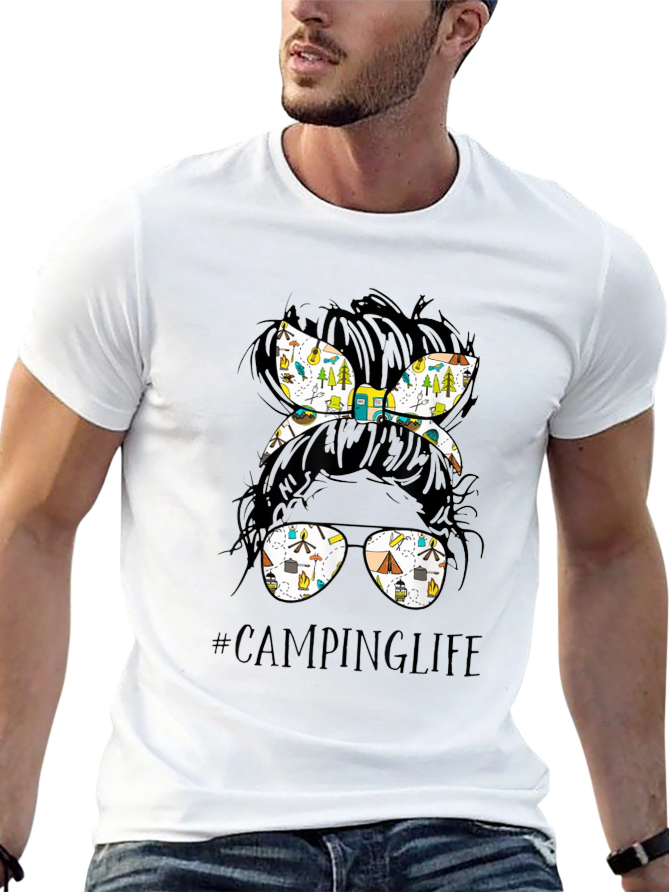 Camping Life Messy Bun T-Shirt