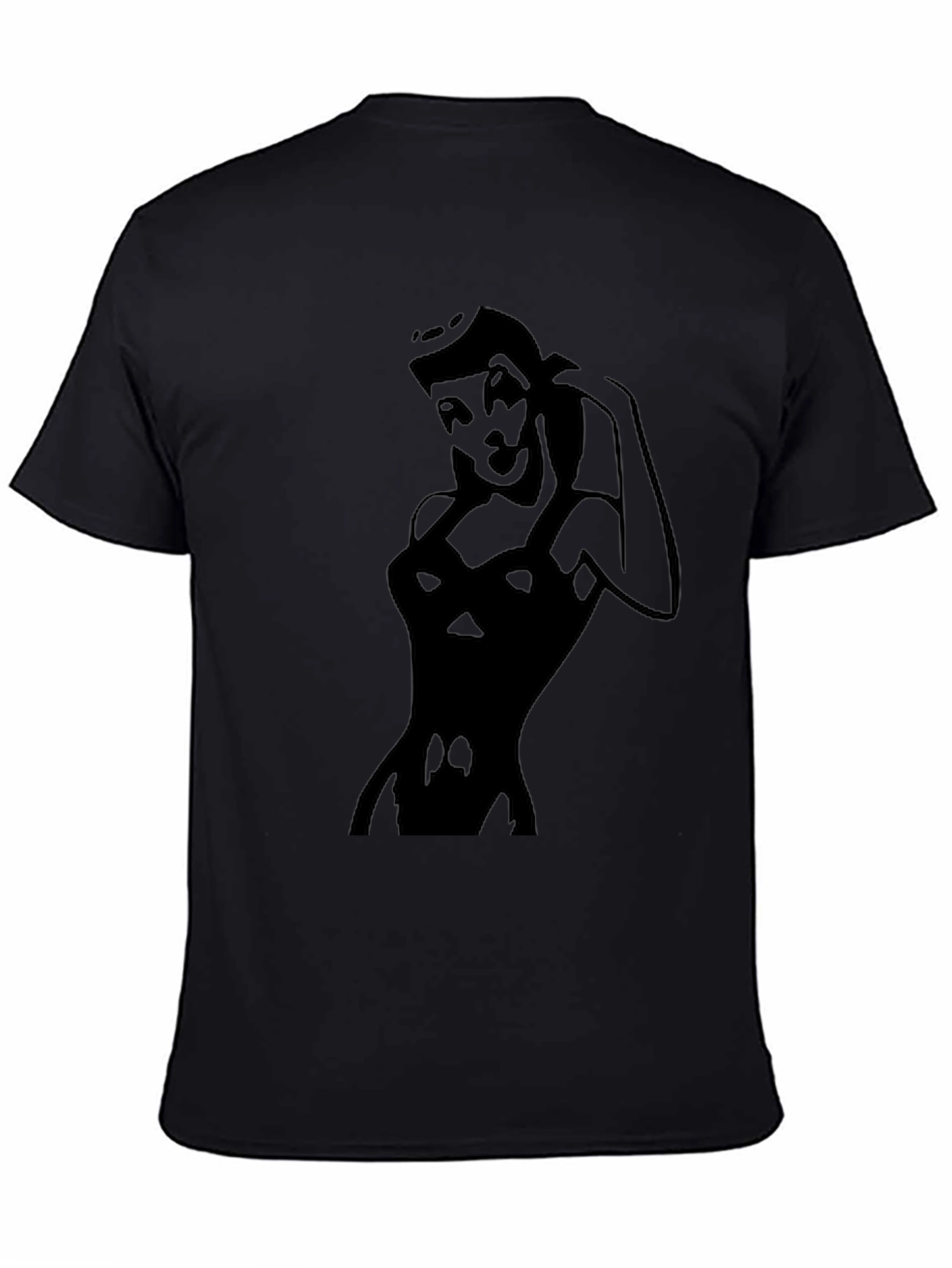 Vintage Pin-Up Girl Graphic Tee - Classic Black T-Shirt