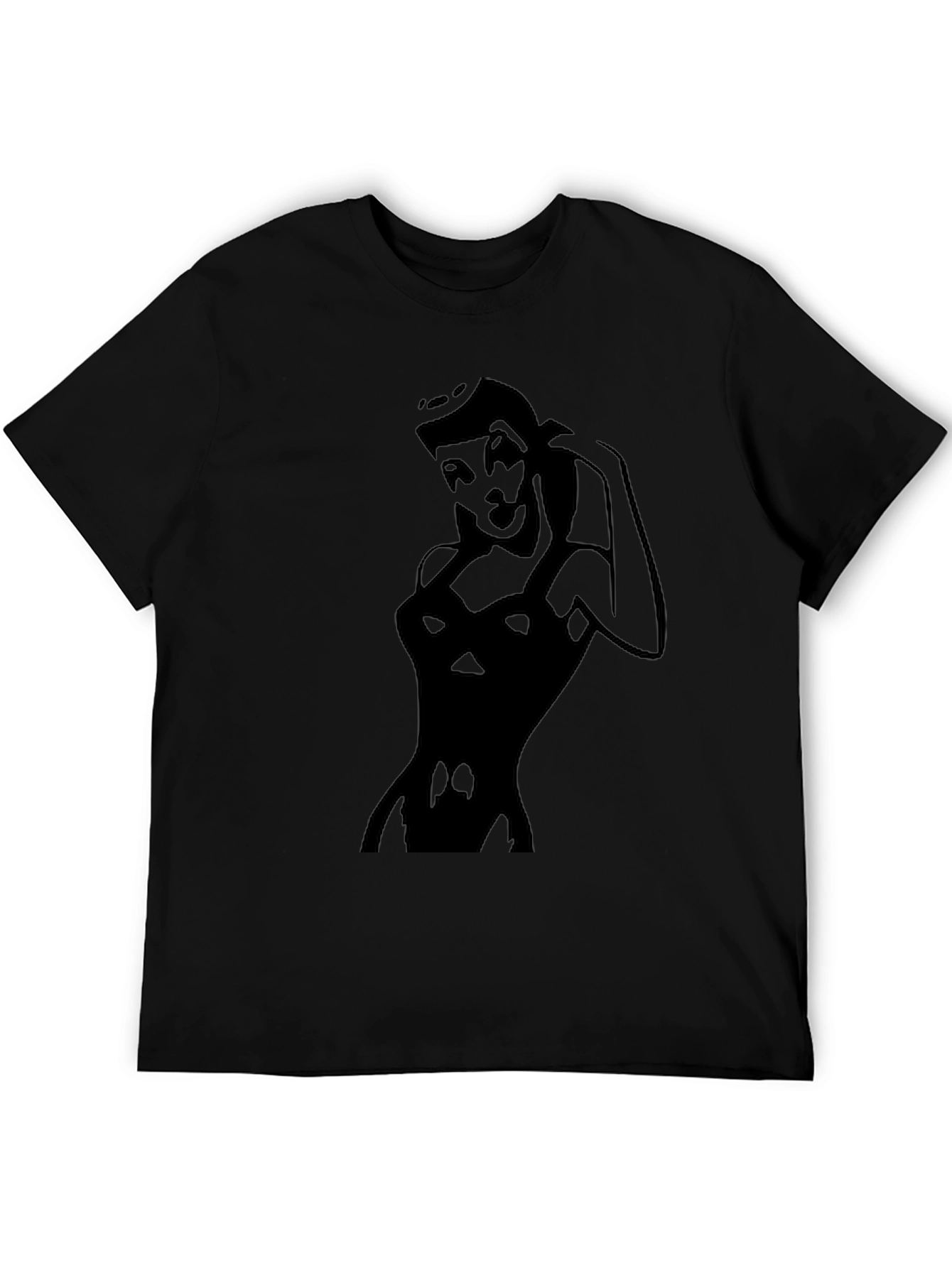 Vintage Pin-Up Girl Graphic Tee - Classic Black T-Shirt