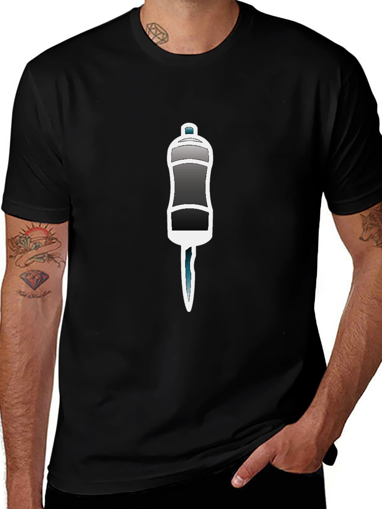 Black T-Shirt with Salt Shaker Graphic