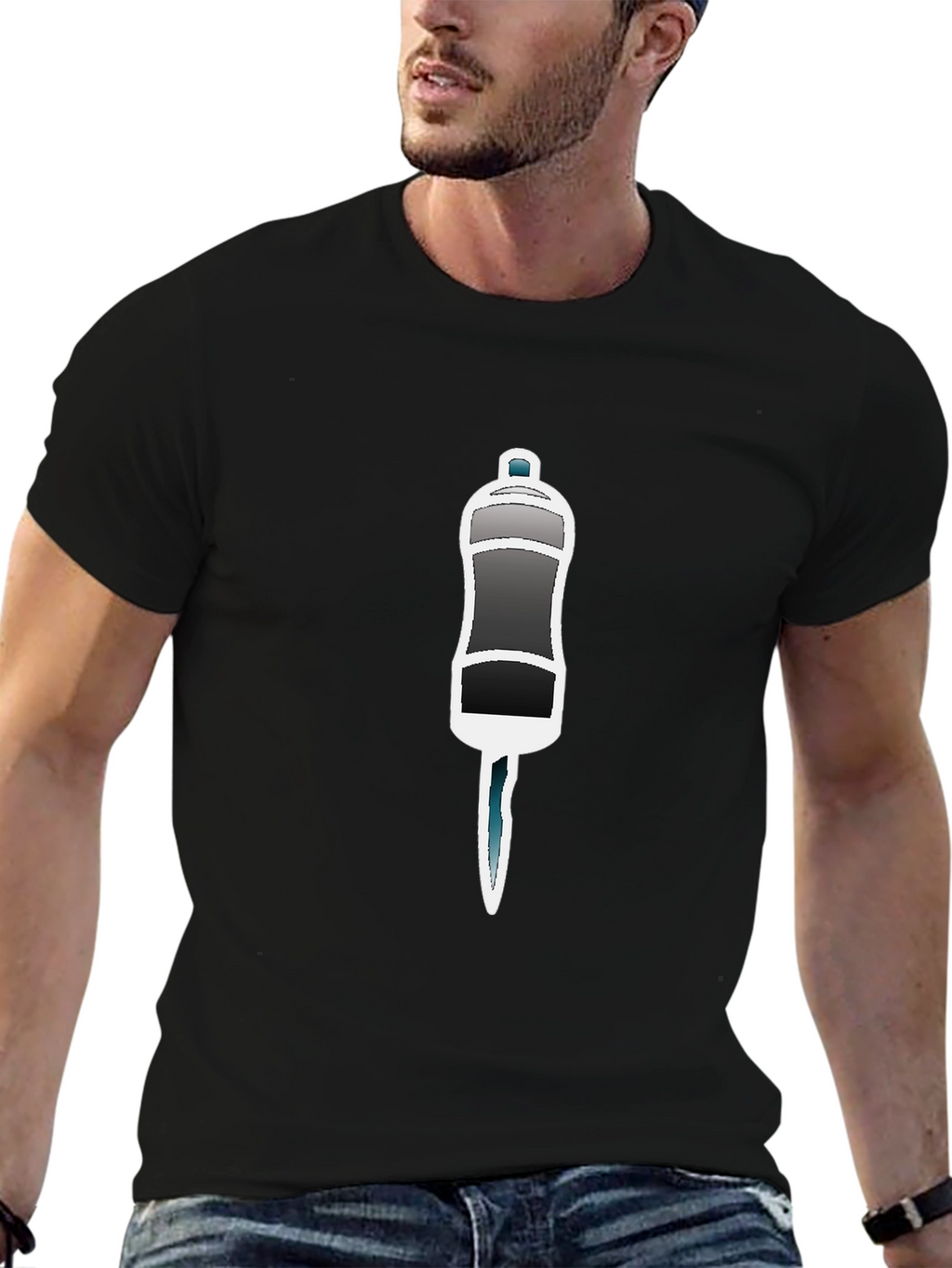 Black T-Shirt with Salt Shaker Graphic