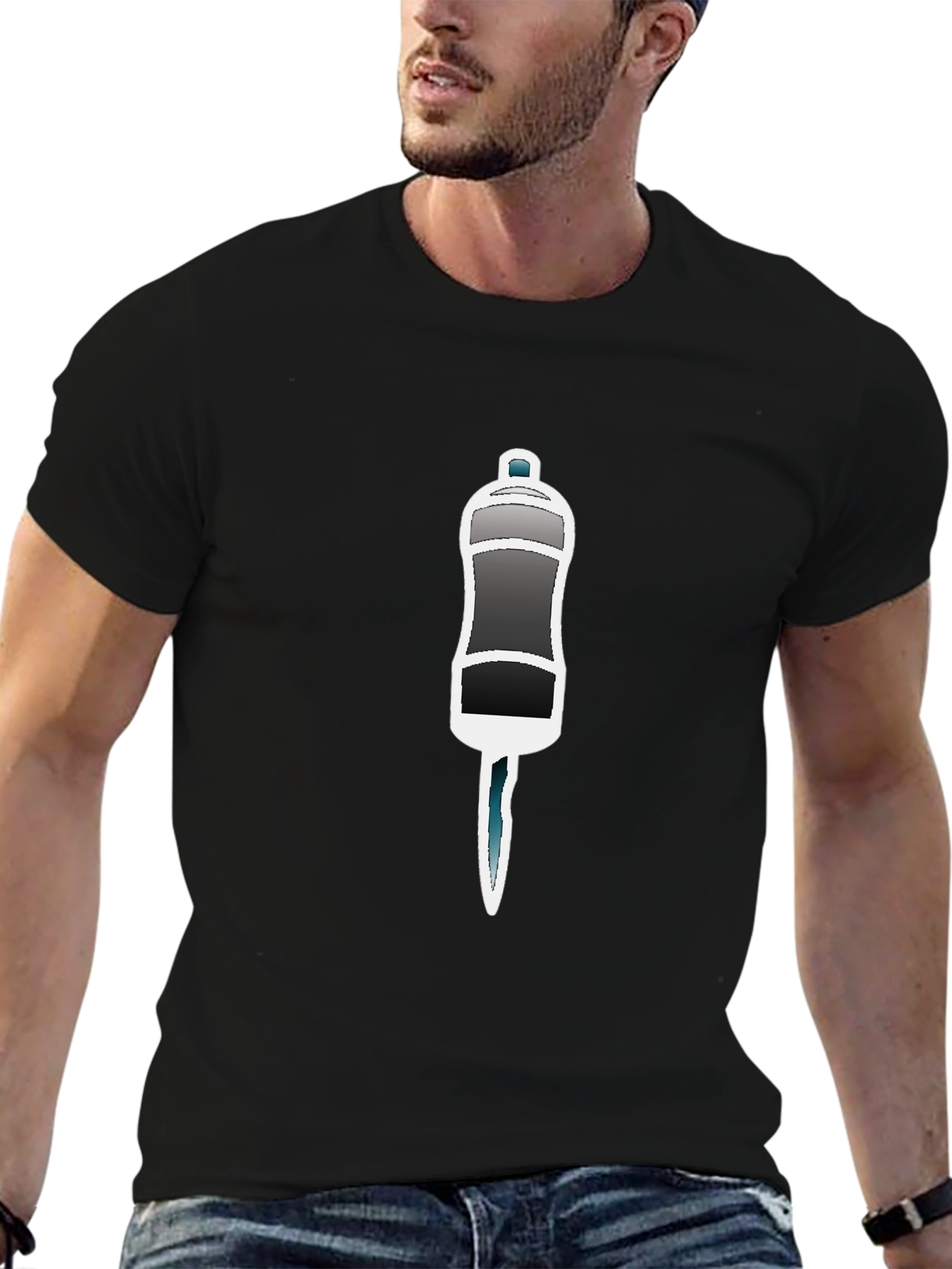 Black T-Shirt with Salt Shaker Graphic
