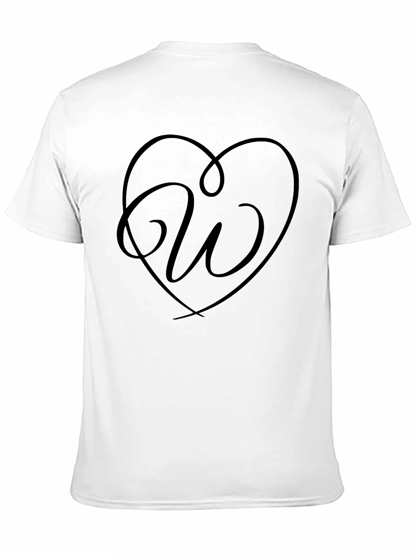Heart Initial W Graphic Black T-Shirt