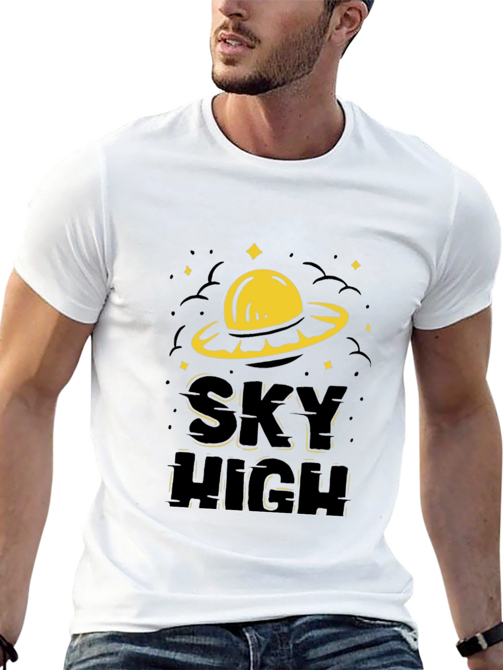 Sky High UFO Graphic T-Shirt - Black