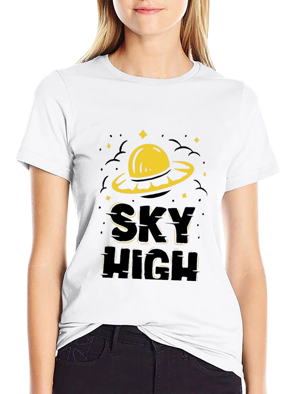 Sky High UFO Graphic T-Shirt - Black