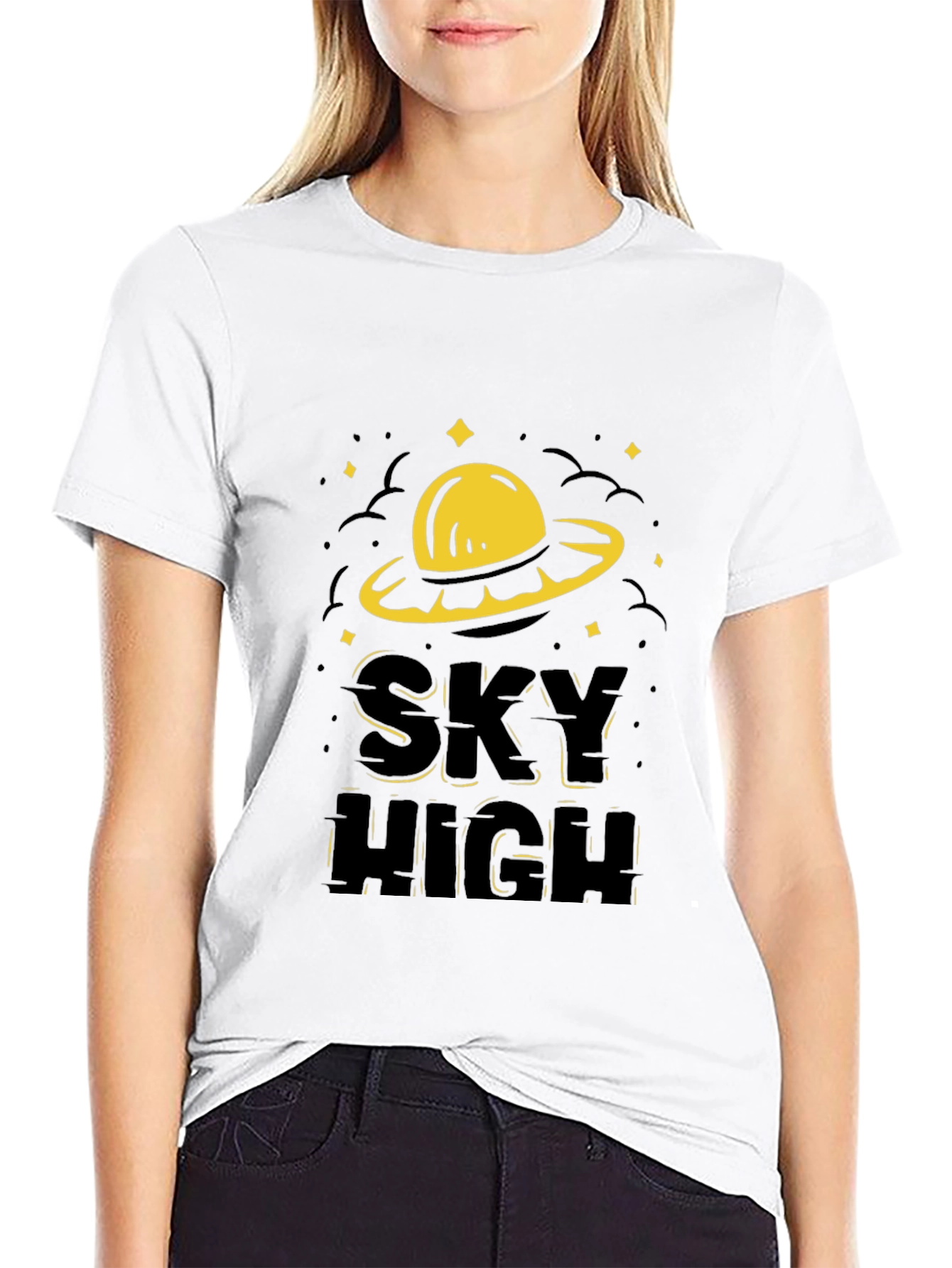 Sky High UFO Graphic T-Shirt - Black