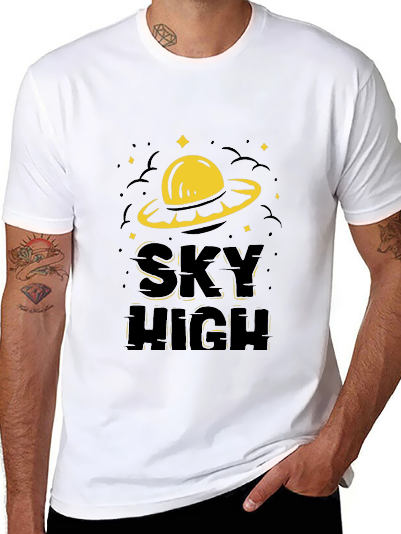 Sky High UFO Graphic T-Shirt - Black
