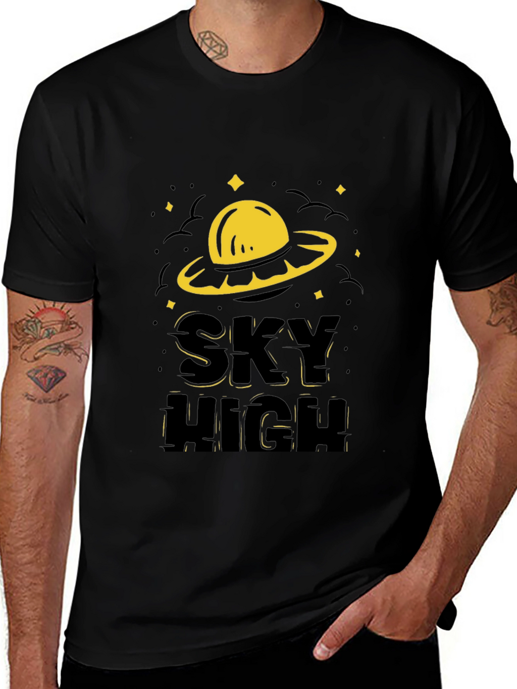 Sky High UFO Graphic T-Shirt - Black