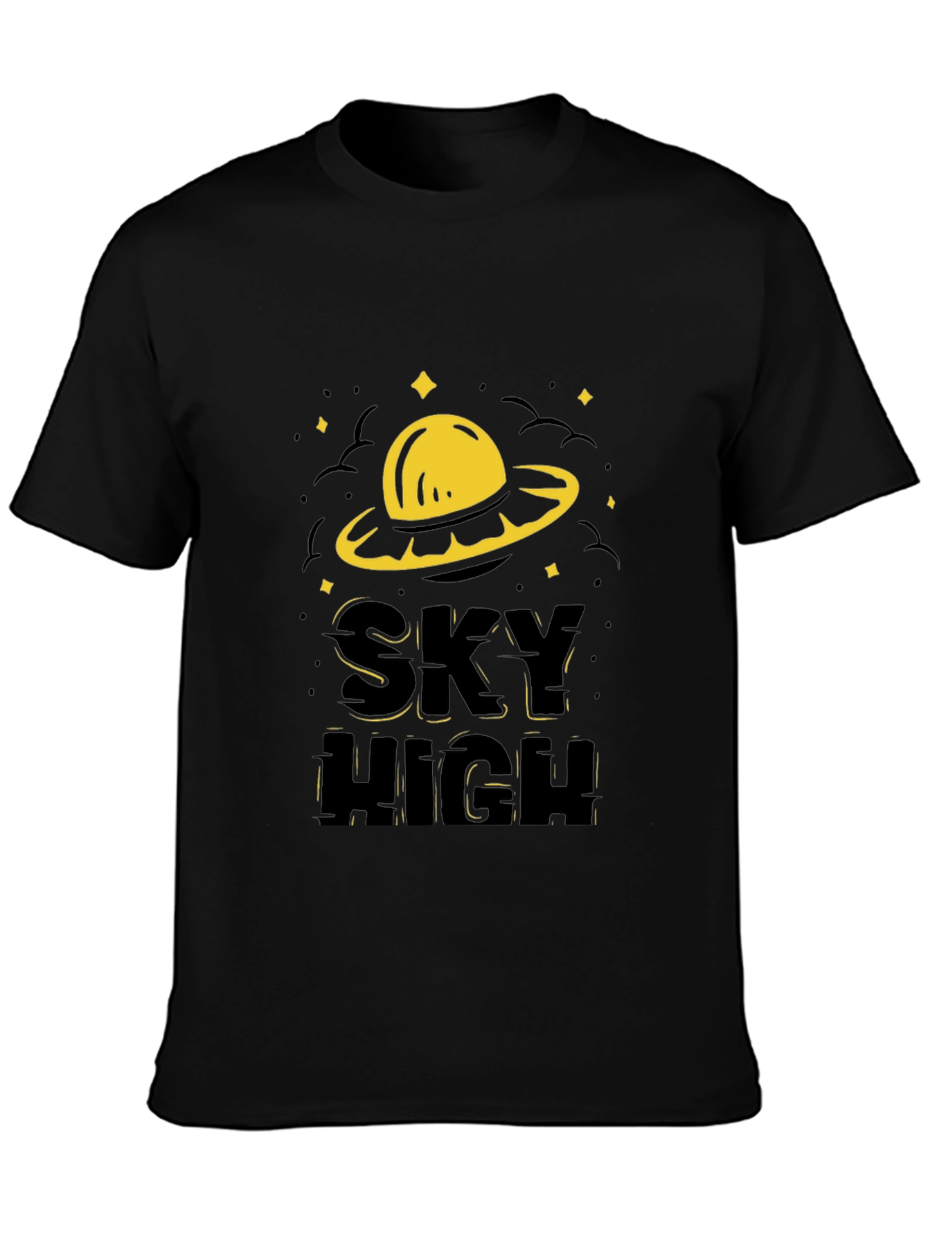 Sky High UFO Graphic T-Shirt - Black