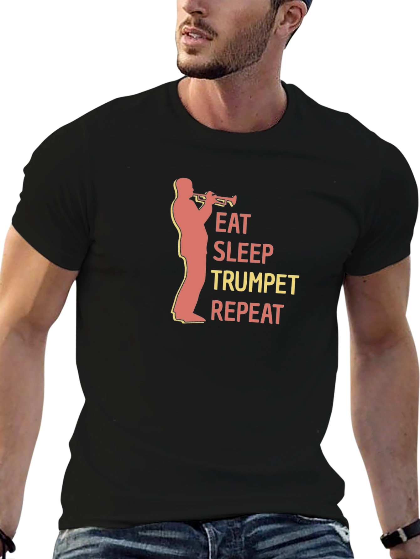 Eat Sleep Trumpet Repeat Black T-Shirt