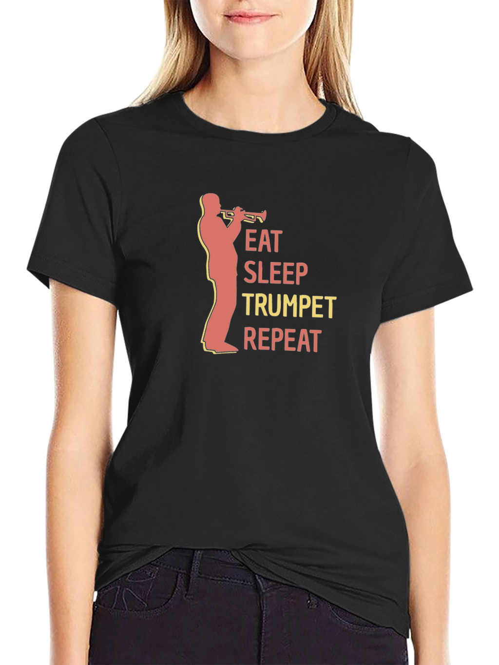 Eat Sleep Trumpet Repeat Black T-Shirt
