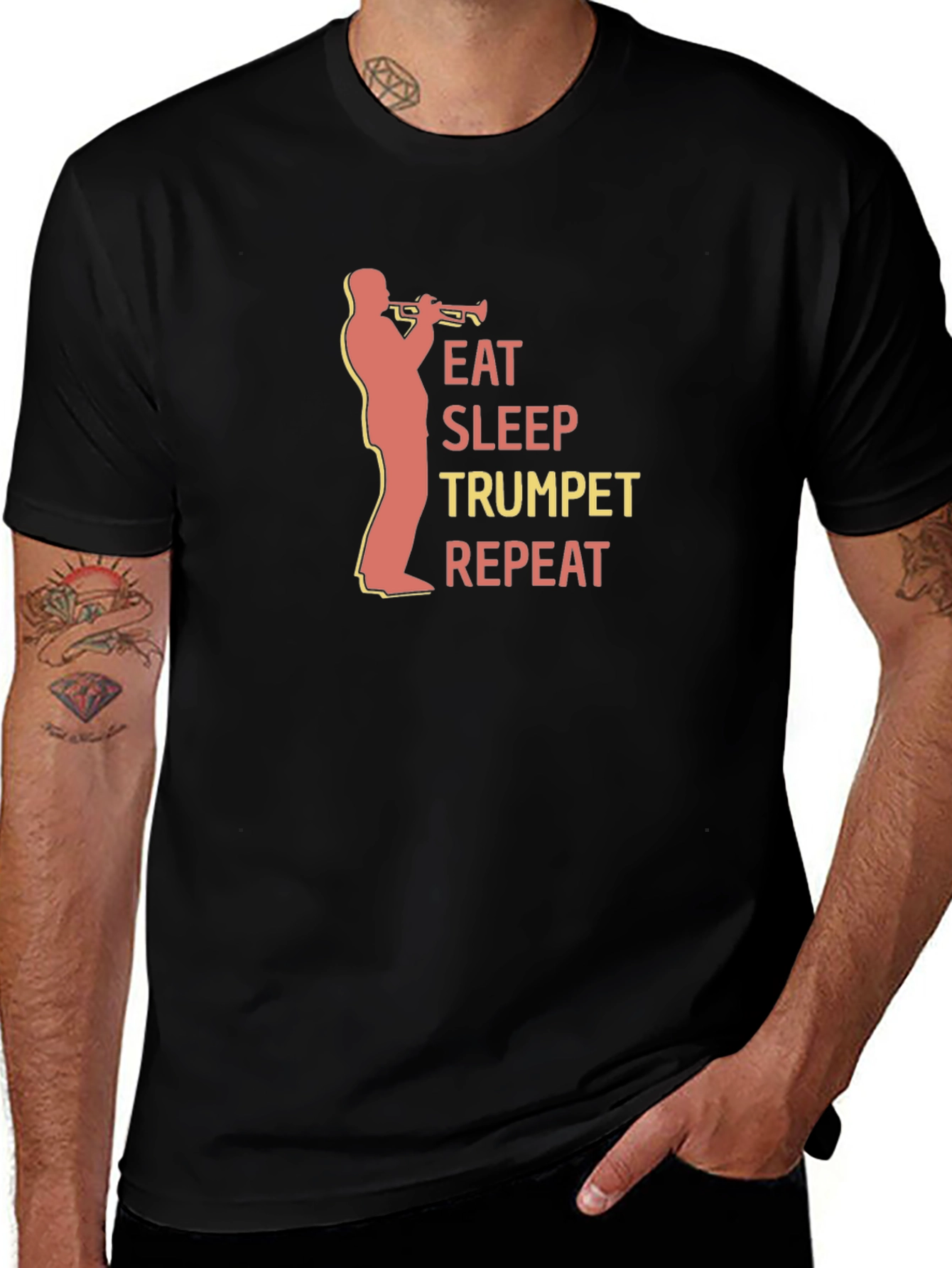Eat Sleep Trumpet Repeat Black T-Shirt